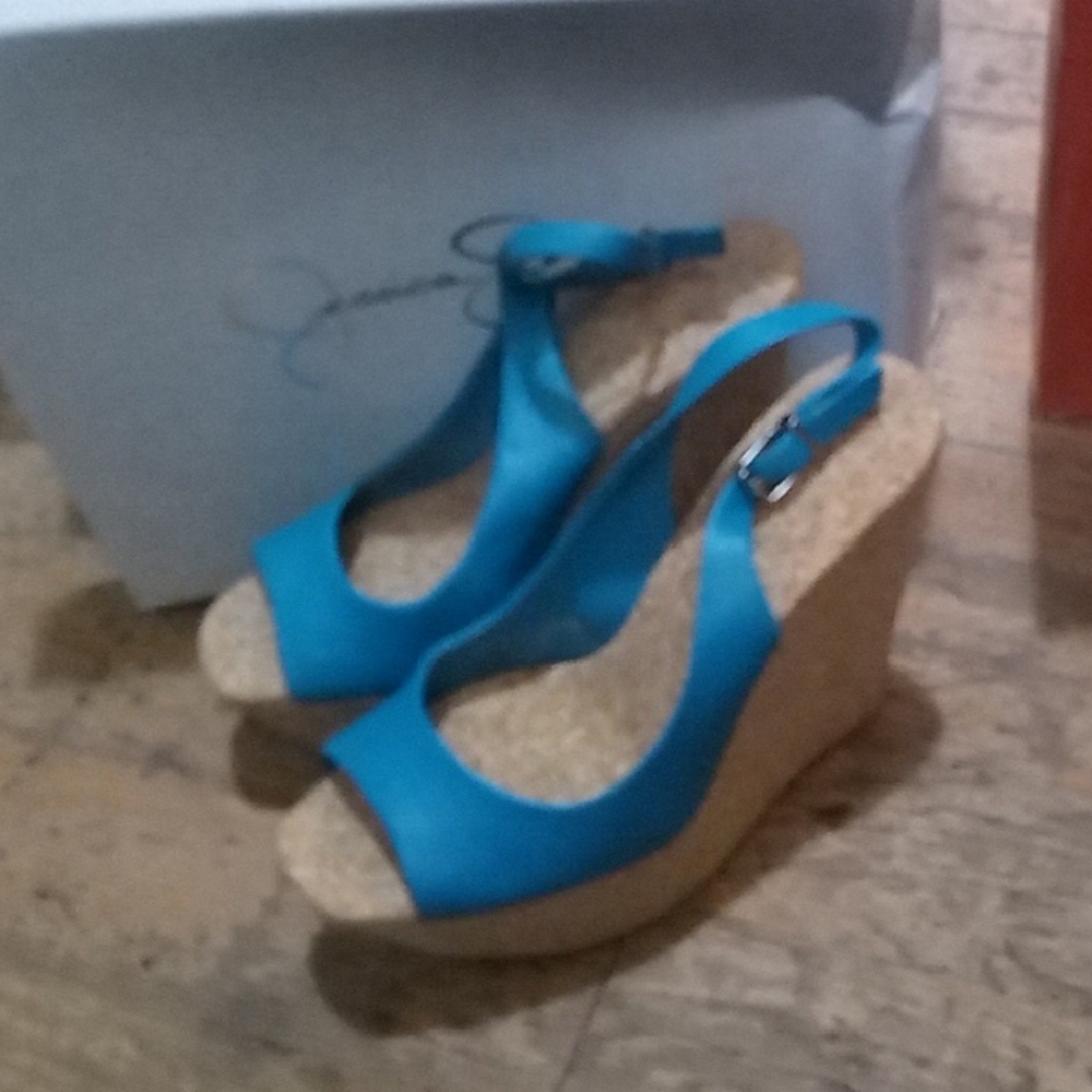 Jessica Simpson Blue Wedges